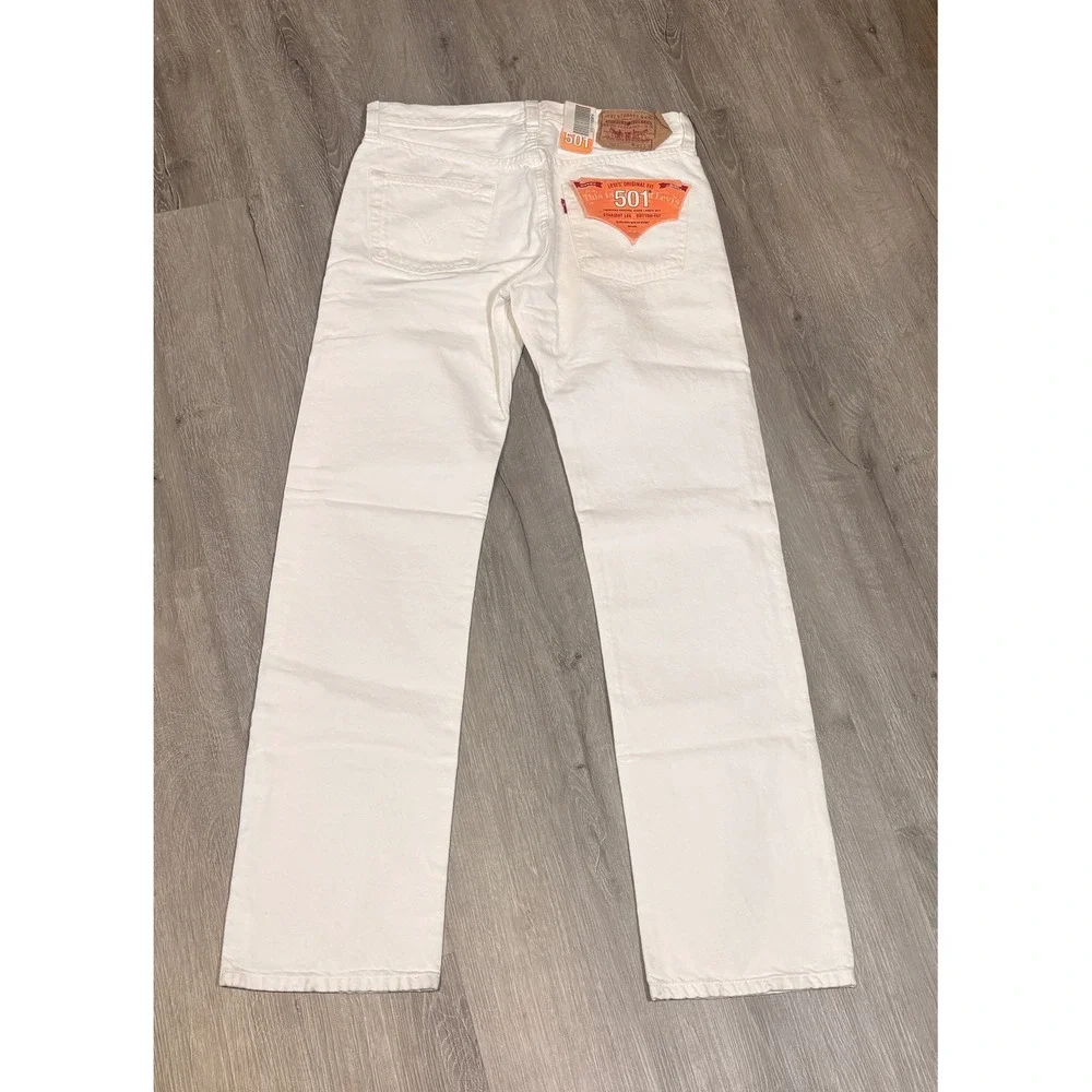 Y2K Levis 501 Original Fit Straight Leg White Jeans Mens 30x32 NWT Button Fly